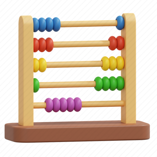 Wooden, abacus, math, kids, toys, illustration 3D illustration - Download on Iconfinder