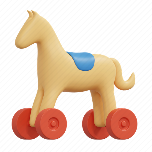 Wooden, horse, 3d, icon, kids, toys, illustration 3D illustration - Download on Iconfinder