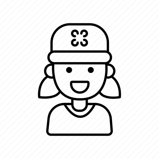 Kid, girl10, line, icon, converted icon - Download on Iconfinder