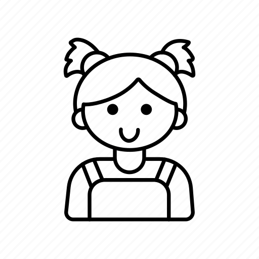 Kid, girl, line, icon, converted icon - Download on Iconfinder
