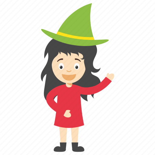 Cartoon girl witch, child witch, kids cartoon character, little girl witch, witch cartoon character icon - Download on Iconfinder