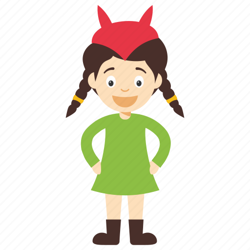 Devil female child, devil girl cartoon, devil girl character, devil horns, kids cartoon character icon - Download on Iconfinder