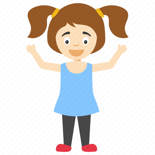 Cute joyful cartoon girl, happy cartoon child, happy cartoon girl, happy little girl, kids cartoon character icon - Download on Iconfinder
