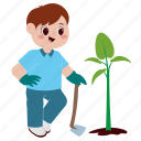 boy, planting, kid, ecology, environment, people, agriculture, character, gardening
