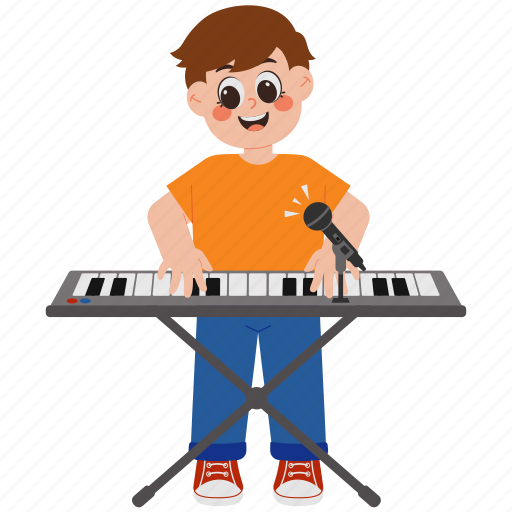 Cute, child, piano, singing, keyboard, kid, character icon - Download on Iconfinder
