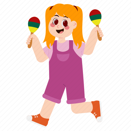 Girl, maracas, kid, child, childhood, character, instrument icon - Download on Iconfinder