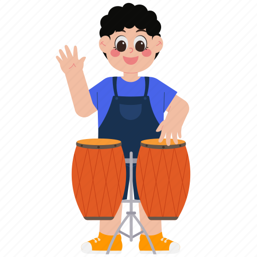 Happy, boy, drums, kid, child, childhood, character icon - Download on Iconfinder