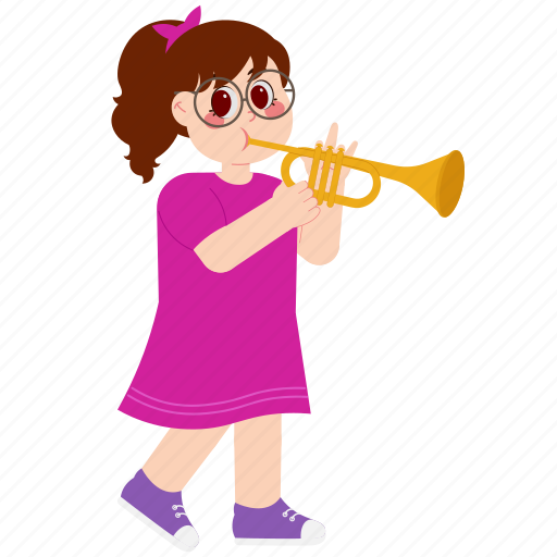Happy, girl, trumpet, kid, child, character, instrument icon - Download on Iconfinder