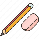 pencil, eraser, writing, stationery, supplies