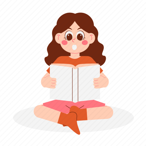 Kindergarten, girl, learning, read, education, book, library icon - Download on Iconfinder