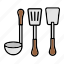 cooking, kitchen, ladle, spatula, utensils 