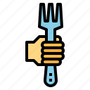 cooking, fork, hand, kitchenware