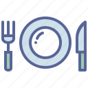 dinner, plate, fork, knife, restaurant, breakfast, eat