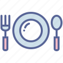 dinner, plate, fork, spoon, restaurant, food, eat