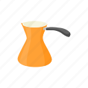 cartoon, cezve, coffee, drink, orange, pot, turkish