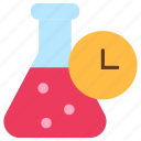 lab, science, flask, experiment, laboratory, clock, time, duration