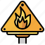 alert, fire, flames, flammable, sign, signaling, warning 