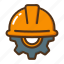 engineer, construction, helmet, cogwheel 