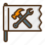 labour, flag, hammer, wrench 