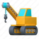crane, heavy, transportation, labour, illustration, 3d cartoon, isolated, labor day, holiday, construction, worker 