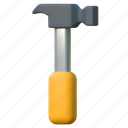 hammer, labour, illustration, 3d cartoon, isolated, labor day, holiday, construction, worker 