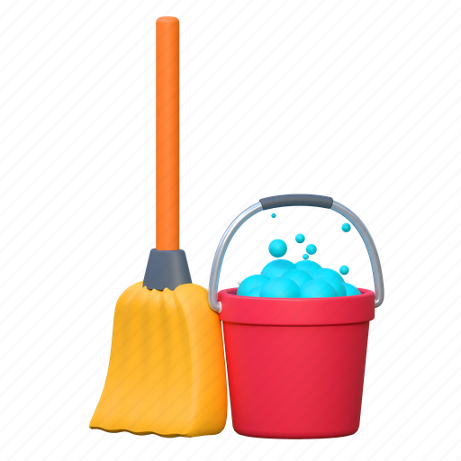 Tube, of, water, and, broom, labour, illustration 3D illustration - Download on Iconfinder