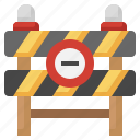 warning, sign, road, block, no, entry, barrier, construction, and, tools, stripped