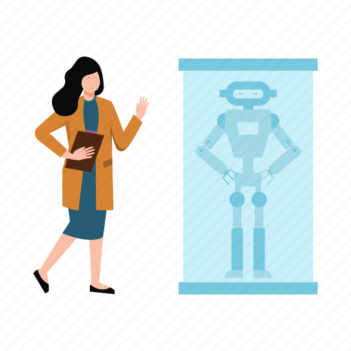 Robot, technology, research, girl, lab icon - Download on Iconfinder