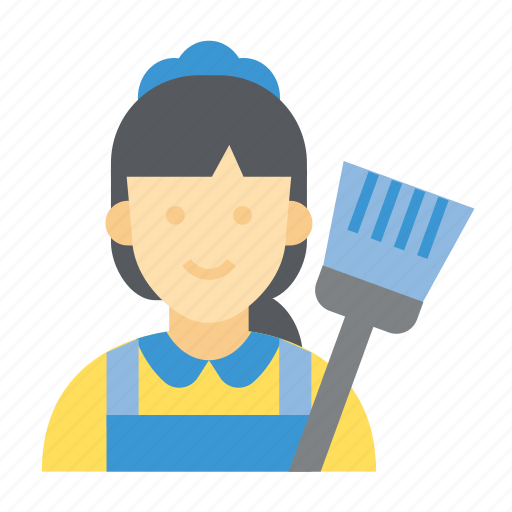 Cleaner, cleaning, housekeeper, housekeeping, lady, maid, female icon - Download on Iconfinder