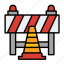 barrier, building, cone, traffic, sign, construction, fence, road 