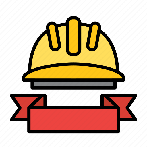Banner, ribbon, helmet, industry, safety, labor day, labour day icon - Download on Iconfinder