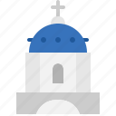 blue, domed, church, santorini, greece, landmark, island, building