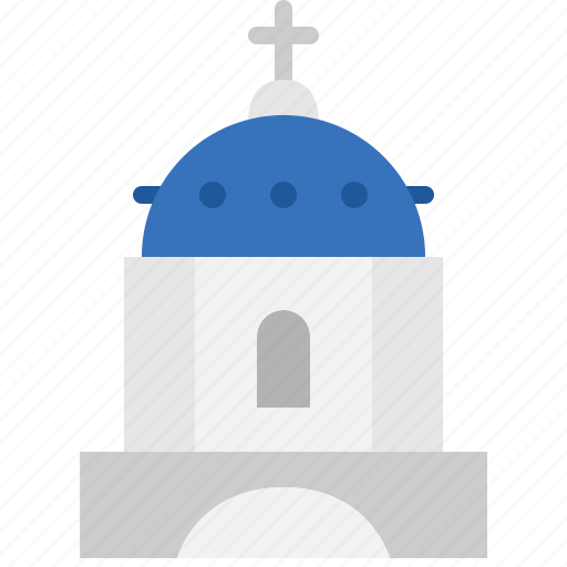 Blue, domed, church, santorini, greece, landmark, island icon - Download on Iconfinder