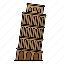 building, landmark, monument, pisa tower