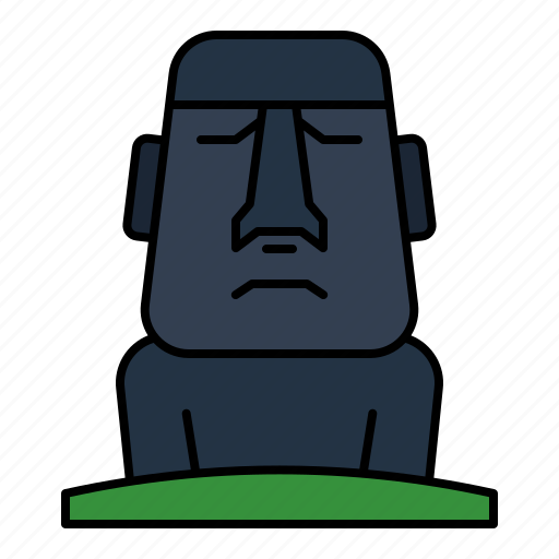 Moai, chile, statue, island, ancient, stone, monument icon - Download on Iconfinder