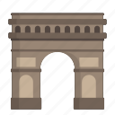 arc de triomphe, building, landmark, monument, paris