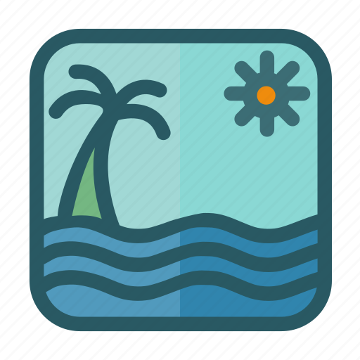 Beach, landscape, nature, sun, tree icon - Download on Iconfinder