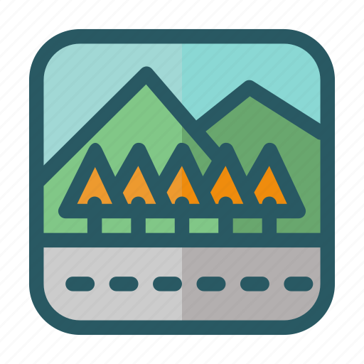 Landscape, mountain, nature, road, tree icon - Download on Iconfinder