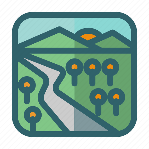 Landscape, mountain, nature, road, tree icon - Download on Iconfinder