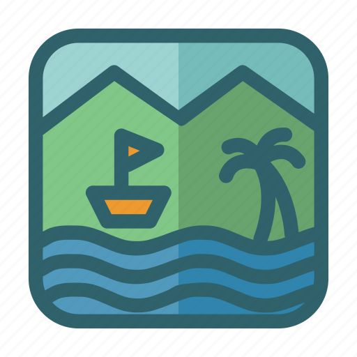 Beach, landscape, mountain, nature, tree icon - Download on Iconfinder