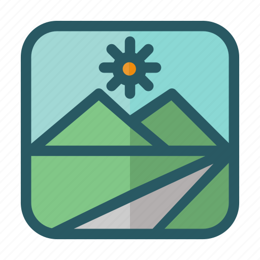 Landscape, mountain, nature, road, sun icon - Download on Iconfinder