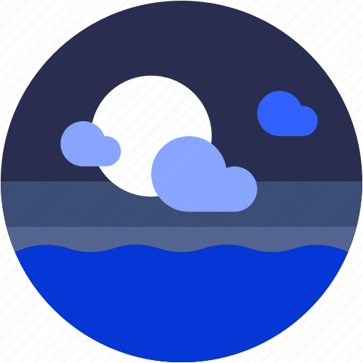 Beach, circle, flat icon, landscape, nature, night, quite icon - Download on Iconfinder