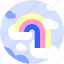 circle, cloud, flat icon, landscape, rainbow, sky 