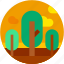 circle, flat icon, forest, landscape, nature, trees 