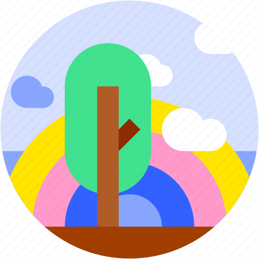 Circle, cloud, flat icon, landscape, rainbow, tree icon - Download on Iconfinder