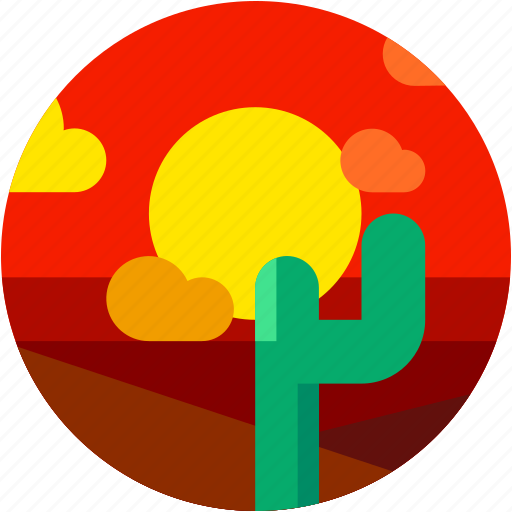 Cactus, circle, desert, dusk, landscape, sunrise, sunset icon - Download on Iconfinder