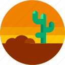 cactus, circle, desert, flat icon, landscape 