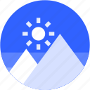 circle, flat icon, landscape, mountain, snow, winter