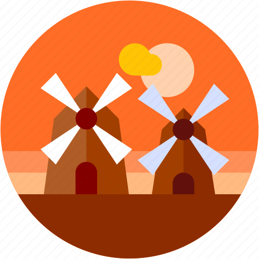 Circle, europe, flat icon, holland, landscape, tourism, windmill icon - Download on Iconfinder