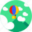 baloon, circle, flat icon, landscape, tourism, transportation 